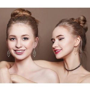 Stainless Steel Dangle Rose Earrings
